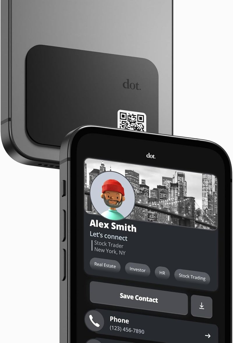 Dot . Thin - Digital Business Card - Tap Compatible with iPhone & Android (Black) - Image 1